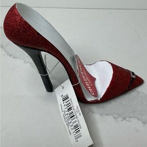 Santa Shoe Cell Phone Holder Sparkly Red High Heel New
